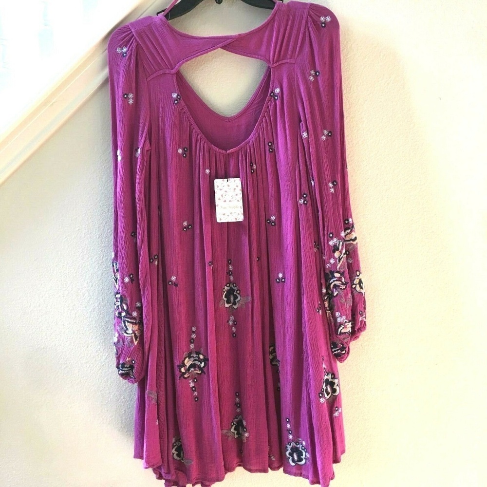Free People Lilac Embroidered Mini Dress - Picture 6 of 8